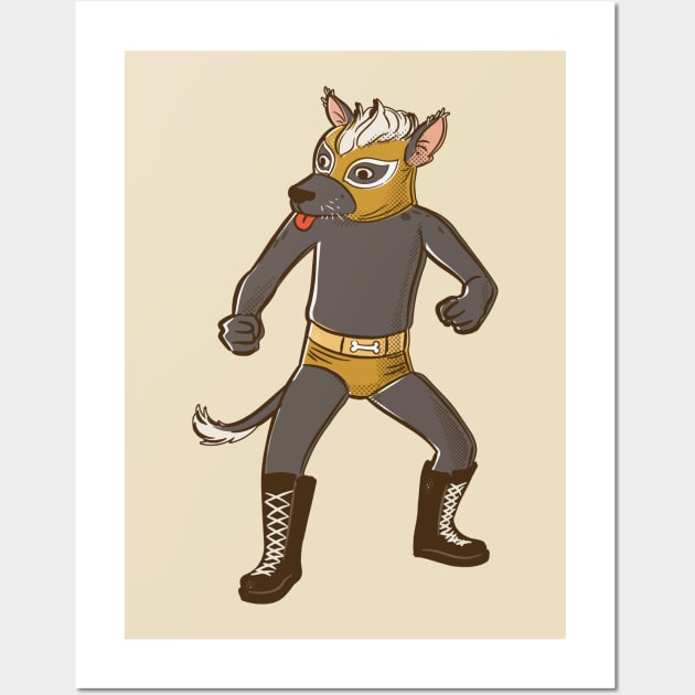 Funny Mexican Dog Luchador Wrestler Sketch Drawing Wall Art by SLAG_Creative